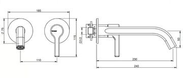 AURELIA - 2 hole wall-mounted brass washbasin mixer by Rubinetterie Treemme - view 3